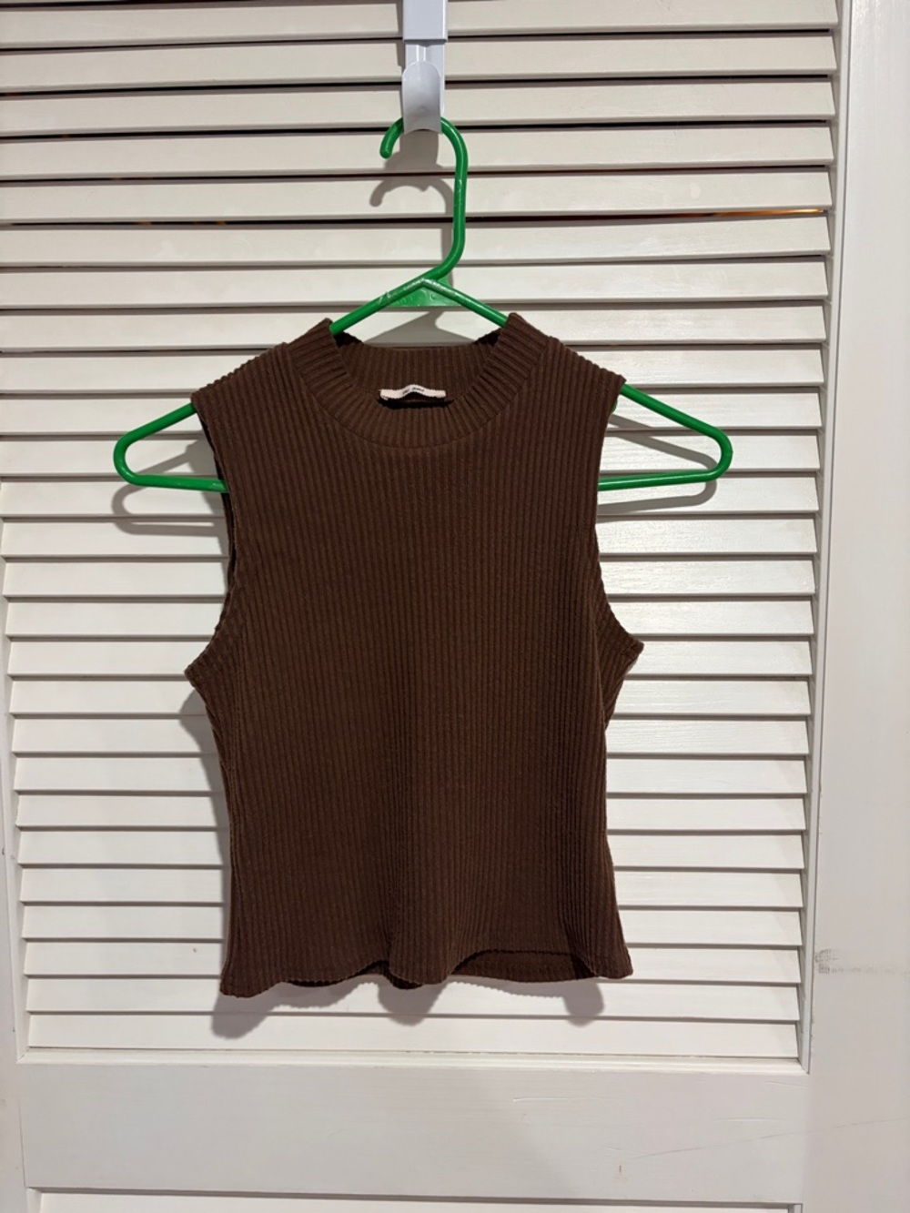 miami Ribbed Sleeveless Tank Top - Brown